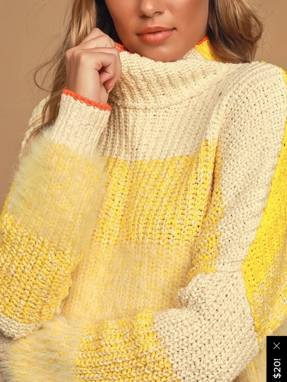 FREE PEOPLE X REVOLVE Sunbrite Colorblock Cropped Knit Yellow Sweater RARE NWT L - Picture 4 of 16